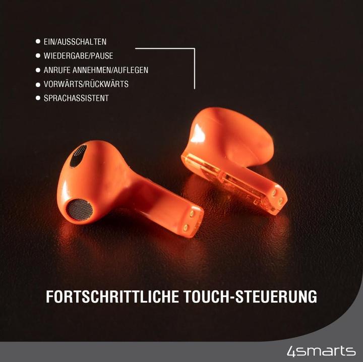 Actual product image 4smarts TWS Bluetooth Headphones SkyBuds Lucid orange (NC, 25 h, Wireless)