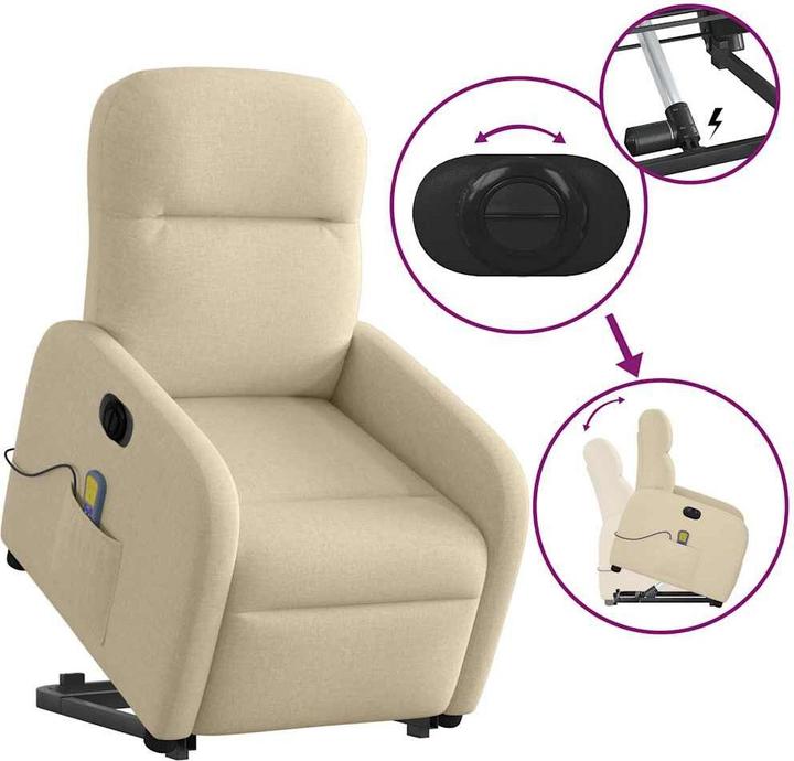 Actual product image VidaXL Electric massage chair with stand-up aid cream fabric