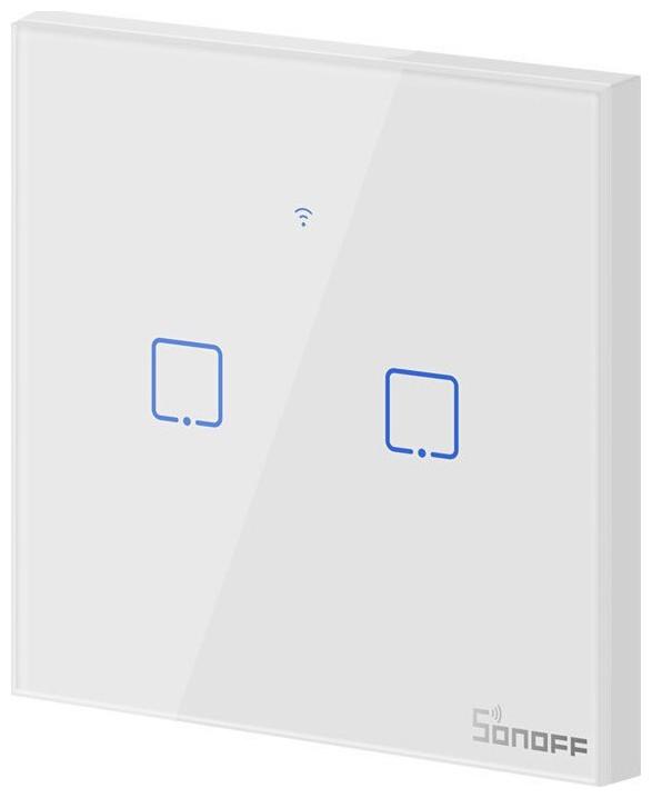 Actual product image Sonoff T0EU2C-TX 2-channel wall switch 230VAC 600W