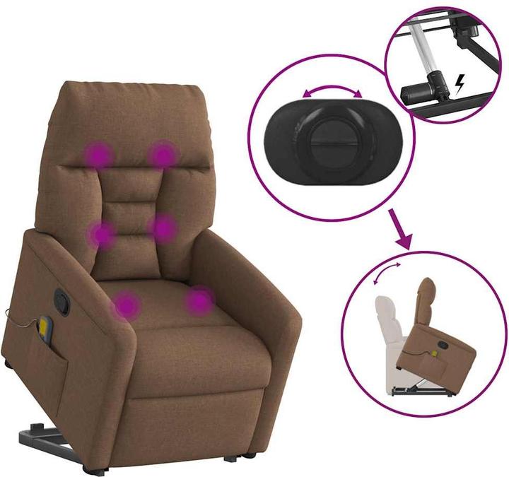 Immagine prodotto VidaXL Poltrona massaggiante con ausilio stand-up in tessuto marrone