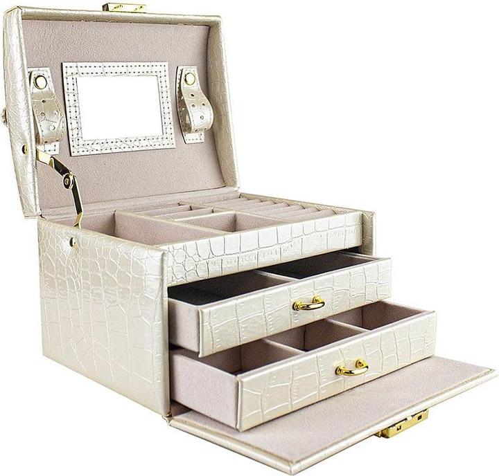 Actual product image JTI Jewellery box, crocodile pattern - beige