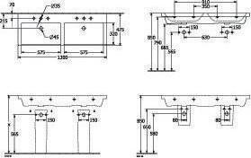 Produktbild Villeroy & Boch V&B Schrank-Doppelwaschtisch SUBWAY 3.0 1300x470mm m ÜL mit HL we (470 mm, 1300 mm)