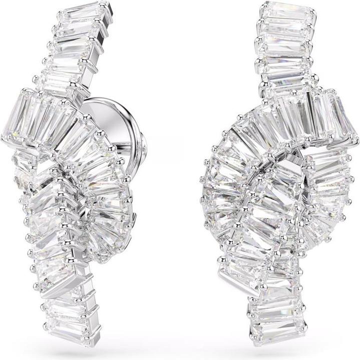 Actual product image Swarovski Matrix Ohrringe Baguette Schliff Knoten Weiss Rhodiniert (Swarovski Metal)