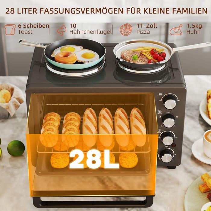Image du produit Swisshandel24 Minibackofen 28 L 2600W Mini Backofen 100-230℃ 60 Min. Timer Schwarz