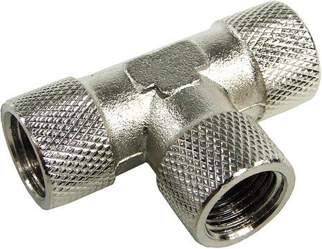 Produktbild Aquatuning T-Stück Innengewinde G1/4 kompakt gerändelt MSV