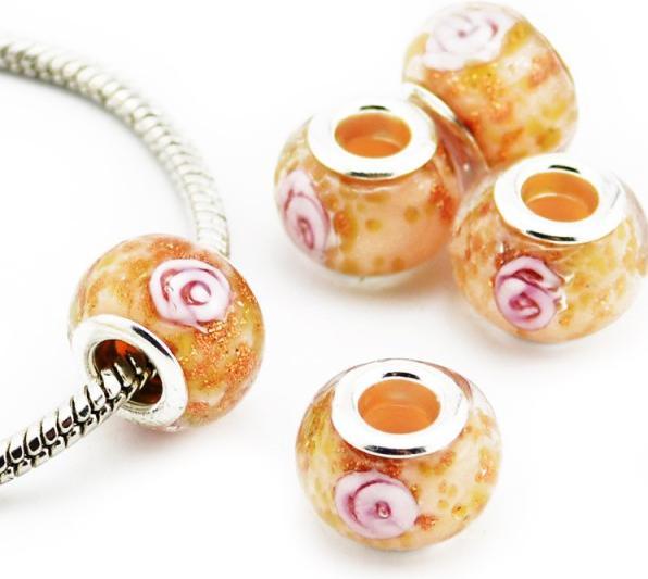Hermex Glas Bead Perle versilbert 925 - creme (Glas, Silber 925)