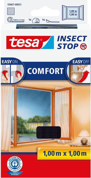 Actual product image tesa Insect screen COMFORT for windows, with Velcro tape, self-adhesive, without drilling (100 x 100 cm)