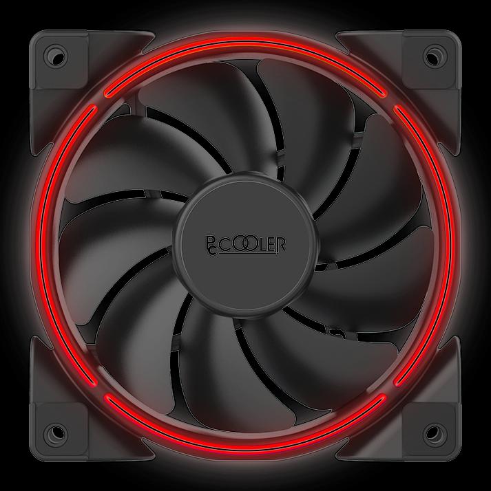 Actual product image Pccooler CORONA with red lighting (120 mm)