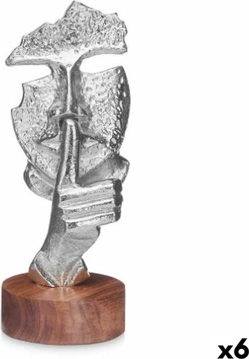 Produktbild Gift Deko-Figur Gesicht Silberfarben Holz Metall 12 x 29 x 11 cm