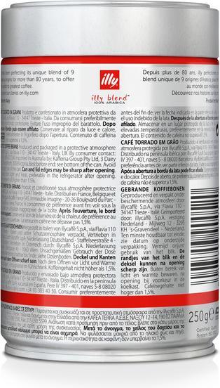 Valeurs nutritives et ingrédients Illy Classico (250 g, Torréfaction moyenne)