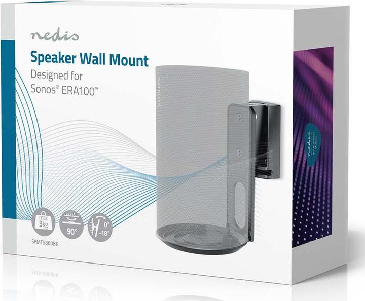 Actual product image Nedis Speaker holder - Compatible with: Sonos Era100 - wall - 3 kg - swivel/tilt - tiltable (1 pcs., Wall installation, Tiltable, Rotatable)