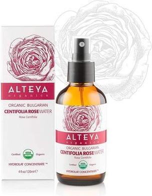 Immagine prodotto Alteya Acqua di Rose Bio Spray 120ml Bottiglia di vetro - 100% certificato USDA Organico Autentico Puro (Panni pulizia, 120 ml)