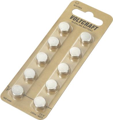 Produktbild Voltcraft AG13 Knopfzelle LR 44 Alkali-Mangan 140 mAh 1.5 V 10 St. (10 Stk., LR44, 140 mAh)