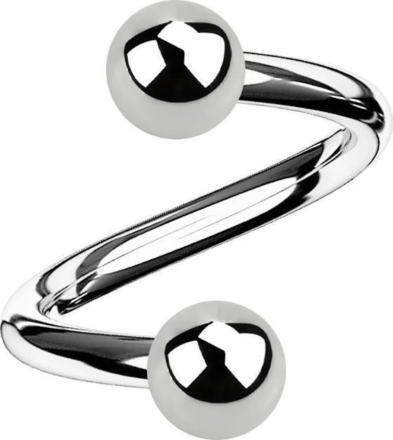 Star Piercing Micro Spirale silber mit zwei Kugeln (Chirurgenstahl 316L)