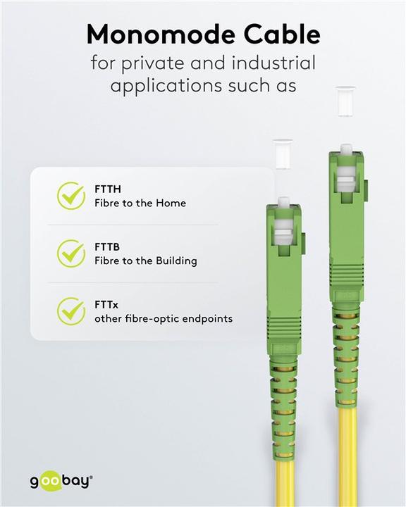 Produktbild Goobay Glasfaserkabel FTTH, Singlemode OS2 Yellow, Gelb Simplex, 30 m (S/UTP, 30 m)