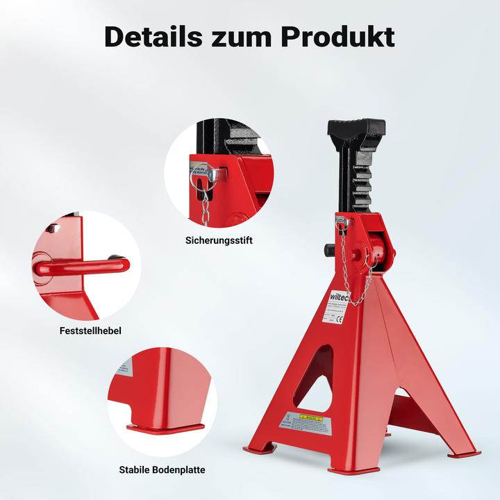 Produktbild Wiltec Unterstellbock 2er Set bis 12t Stützbock Böcke höhenverstellbar Auto Bock