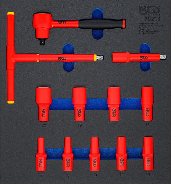 Produktbild BGS Werkstattwageneinlage 2/3: VDE-Steckschlüssel-Satz | Antrieb Innenvierkant 10 mm (3/8") | SW 7 -...
