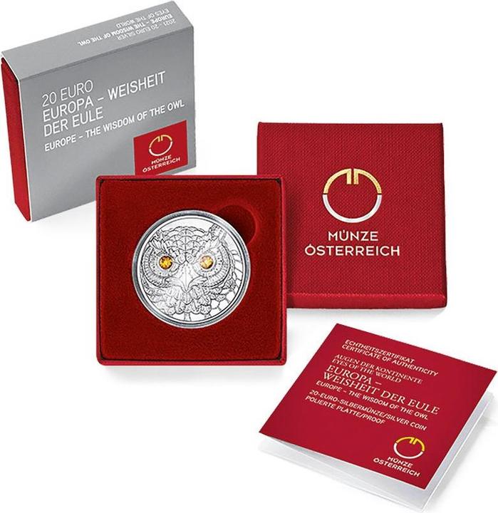 Actual product image Münze Österreich Silber Europa – Weisheit der Eule 20 EUR PP AUT - 2021 (925, 2021)