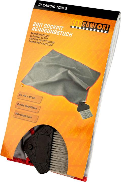Produktbild CarComfort 2in1 Cockpit Reinigungstuch, Mikrofasertuch mit Bürste 40x40 cm