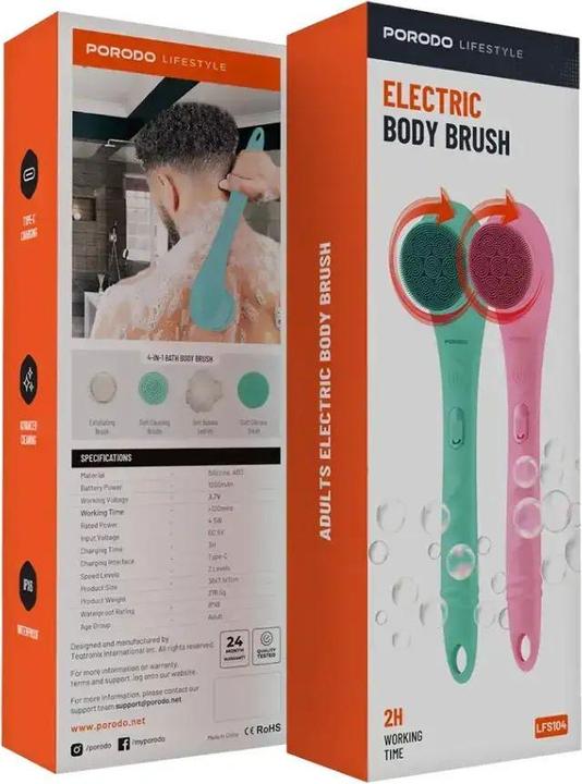 Porodo Lifestyle 4-in-1 Electric Body Brush - Blue