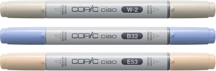 Produktbild Copic CIAO - Marker (Cozy Palette. B-32 Pale Blue, E-53 Raw Silk, W-2 Warm Gra, 6 mm, 3 x)