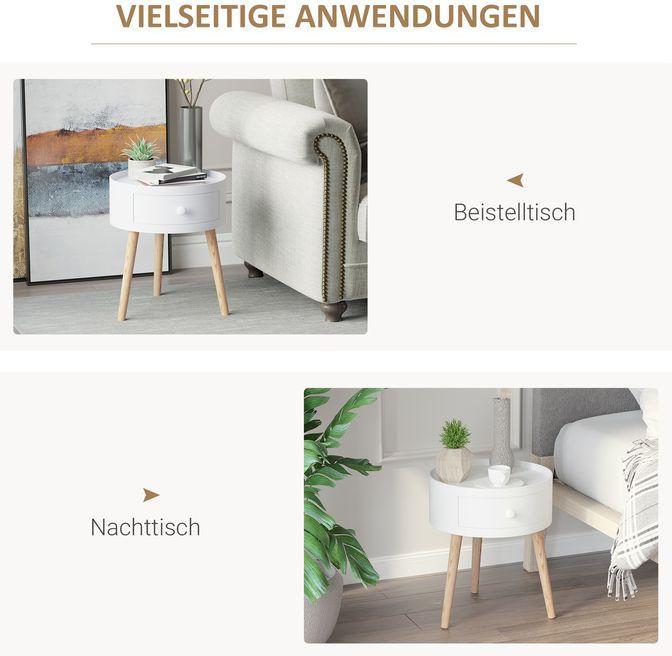 Produktbild Swisshandel24 Couchtisch, Beistelltisch mit Schublade, Runder Kaffeetisch, Sofatisch für Wohnzimmer, Schlafzimmer