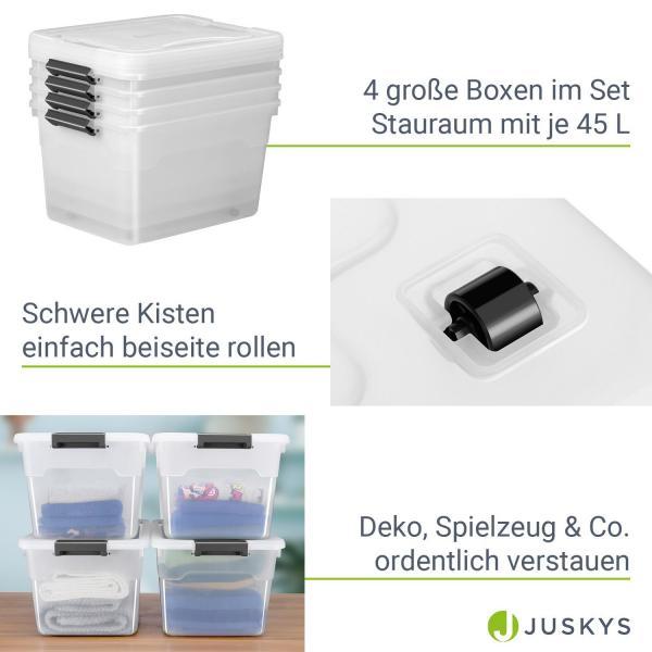 Immagine prodotto Juskys Set di scatole portaoggetti con coperchio (45 l)