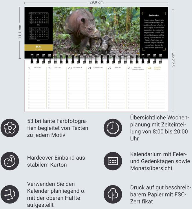 Produktbild Harenberg Naturparadiese Premium-Tischplaner 2026 - Wochenkalender mit 53 Fotografien (Harter Einband, Deutsch)