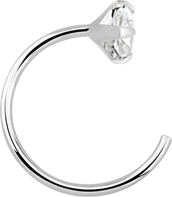 Star Piercing Nasenring offen silber Kristall silber (925 Sterlingsilber, ohne Messing)