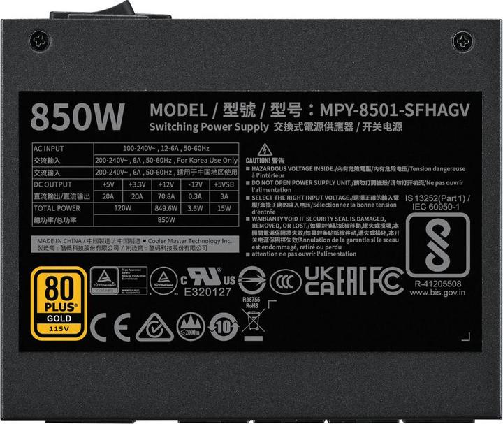 Productafbeelding Cooler Master CM V850 SFX 80+ Gold ATX 3.1,90° 12VHPWR cable (850 W)