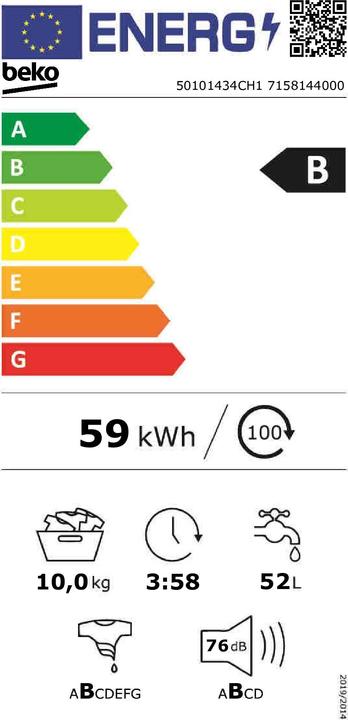 Energie-Label Beko 50101434CH1 (10 kg, Links)