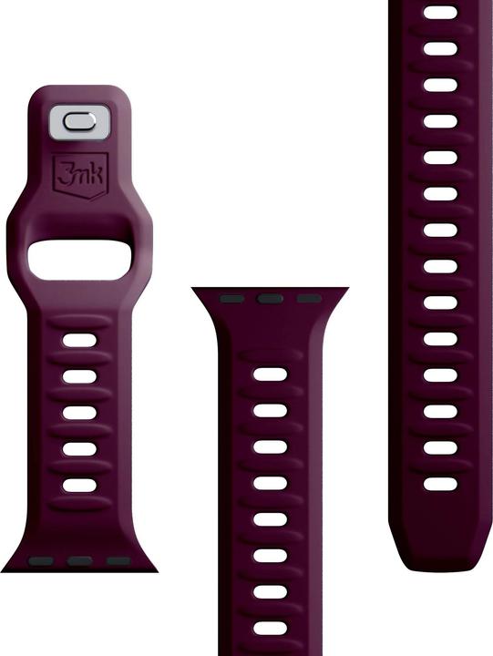 Actual product image 3MK Silicone Watch Strap ciemnofioletowy /mulberry dla Apple Watch 42/44/45/49mm (Stainless steel, Silicone)