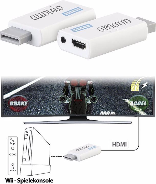 Produktbild Auvisio 2-mal: Wii-HDMI-Adapter, Full-HD-Auflösung, 60 B./Sek., GameCube-kompatibel
