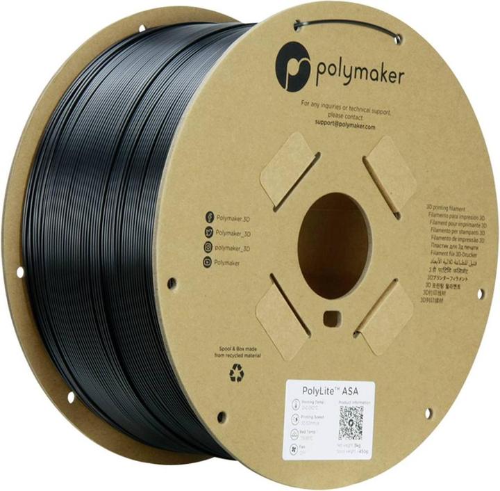 Immagine prodotto Polymaker PolyLite ASA Nero 1,75 mm 3.000 g (ASA, 1.75 mm, 3000 g, Nero)