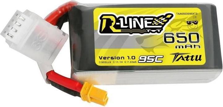 Image du produit Tattu Batterie Lipo R-Line 650mAh 11.1V 95C 3S1P XT30 (11.10 V, 650 mAh)