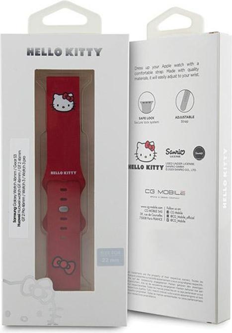Produktbild Hello Kitty Pasek Uniwersalny HKUWLSCHBLR Silicone Kitty Head czerwony/red 22mm (22 mm, Silikon, Edelstahl)
