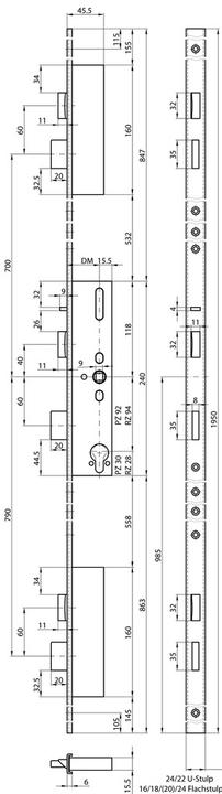 MSL Panik-Mehrpunkt-Verriegelungen FlipLock 24546 PBa-SV