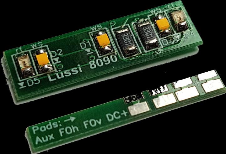 Actual product image Lüssi Universal light module warm white and red LED, with angle PCB