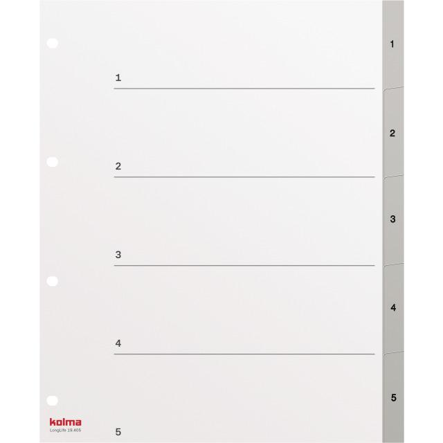 Actual product image Kolma Index A4 XL superstrong 1-5 5-piece grey