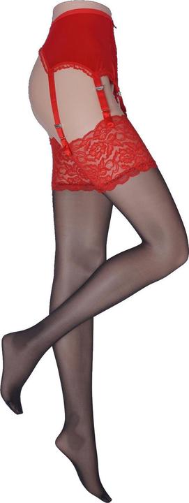 Image du produit Levee Satin Sheers Bas porte-jarretelles, couleur 1601 rouge-noir, taille 40-42 (20 DEN, 40 - 42)