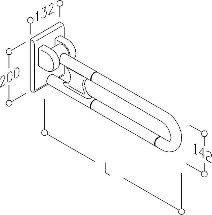Actual product image Normbau Folding support handle Nylon Care 850mm, white
