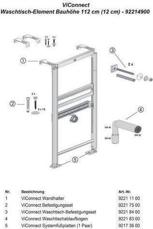 Produktbild Villeroy & Boch V&B Waschtisch-Element ViConnect für Trockenbau 525x1120x75mm