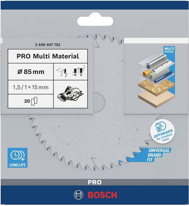 Actual product image Bosch Professional Zubehör PRO Multi Material cordless circular saw blade, 85 x 1.5 x 15 mm