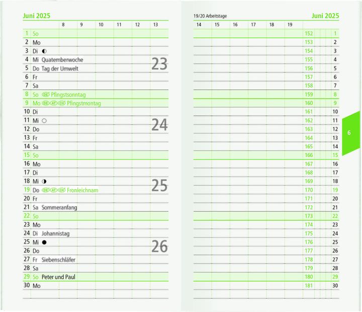 Image du produit Agenda de poche 2025 Recycling, 8,8x15,2cm, calendrier de poche avec 32 pages, 1 mois sur 2 (Allemand)