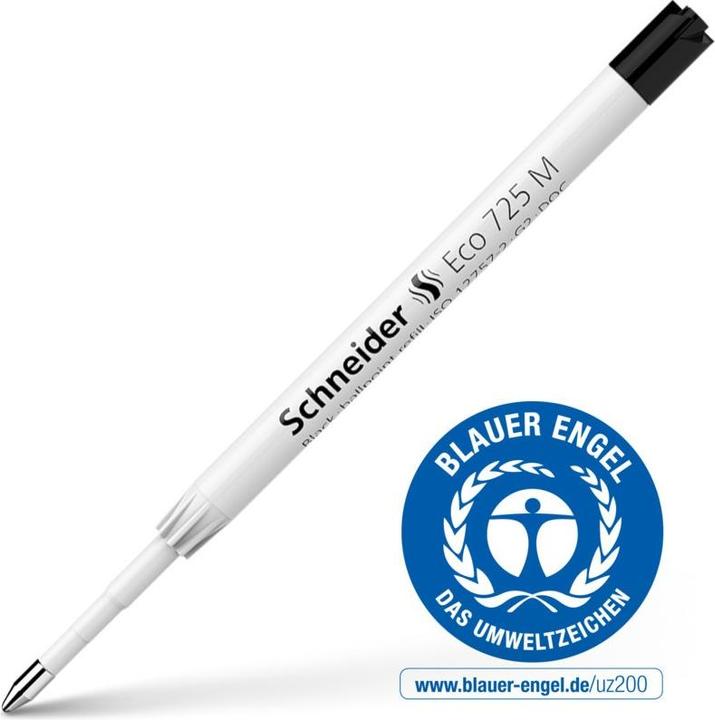 Schneider Kugelschreibermine ECO 725, Strichbreite M, Gehäuse 95 % recycelter Kunststoff, schwarz... (Ersatzmine, Schwarz)