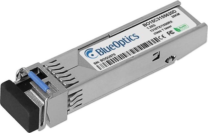Produktbild BlueOptics 10059. SFP Transceiver-Typ: Faseroptik, Maximale Datenübertragungsrate: 1250 Mbit/s, Schnittstelle: