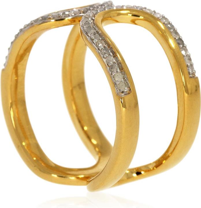 Immagine prodotto Xen Anello con 54 diamanti bianchi di circa 0,26 ct. placcato oro giallo (52, 925 Argento)
