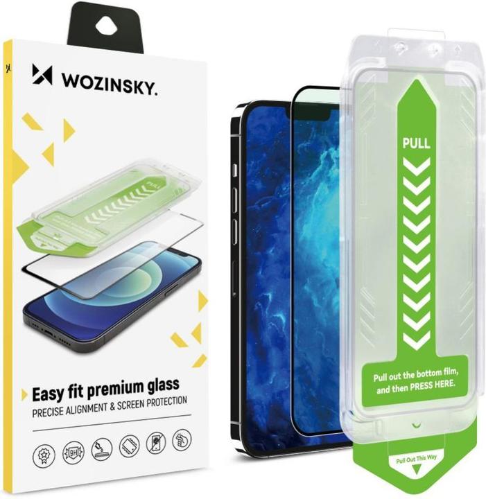 Wozinsky 9H tempered glass with mounting frame for iPhone 15 Pro Premium Glass - black (1 Piece, Apple iPhone 15 Pro)