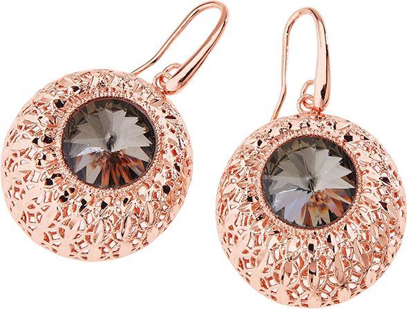 Ottaviani Rose gold bronze earrings with silver glitter and rhinestones