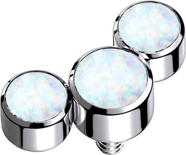 Star Piercing Dermal Anchor silber drei Opale weiss (ohne Messing, Titan G23)